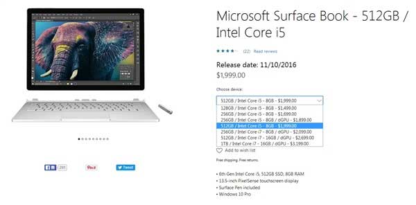 Surface Book i5版上架 只要1999美元