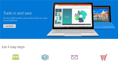 微软推出Surface Pro 4/Book以旧换新活动