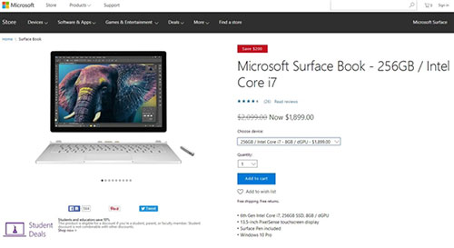 i7版Surface Book系列大降价 最低只需13000