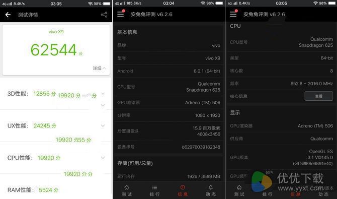 vivo X9安兔兔跑分测试结果