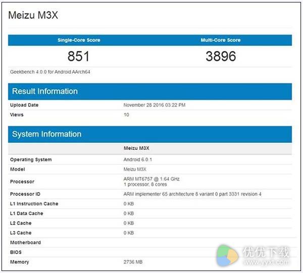 魅族Meizu M3X配置爆光